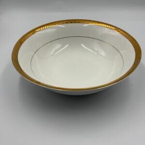 Vintage Sango Georgetown 8455 Gold Rim White Porcelain Serving Bowl 9.25"